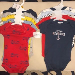Baby boy onesies, 10 total, newborn + 0-3 months